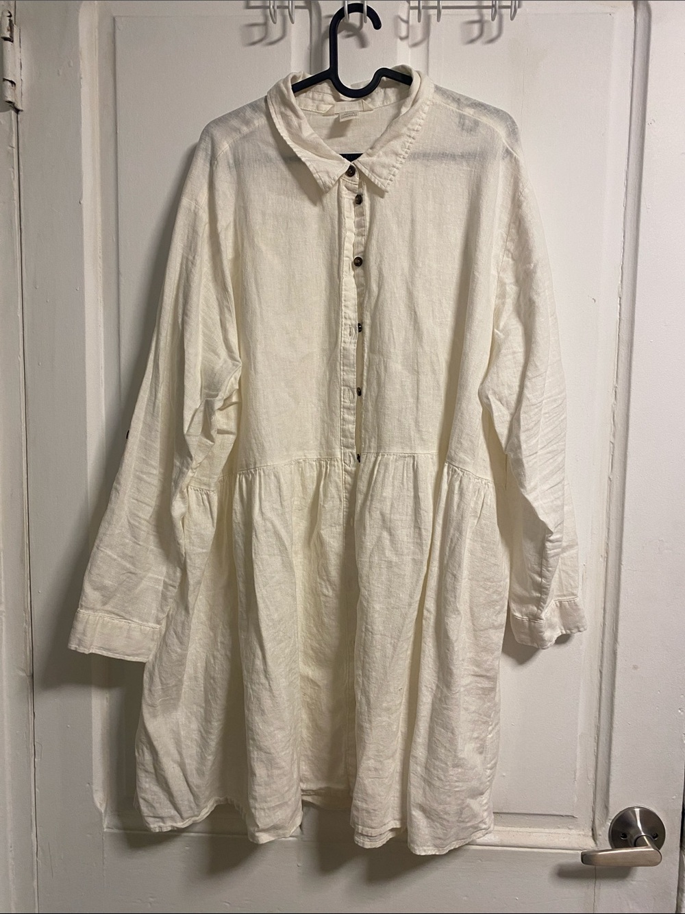 H&M Cream Long-Sleeve Button-Front Shirt Dress